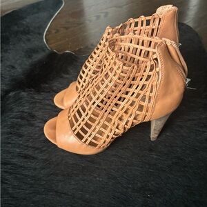 Vince Camuto Tan Caged Heels